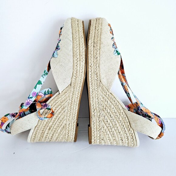 Crown & Ivy Lawndale Womens Floral Print Espadrille Wedge Sandals Sz 9.5~SH162.1 - Picture 6 of 8